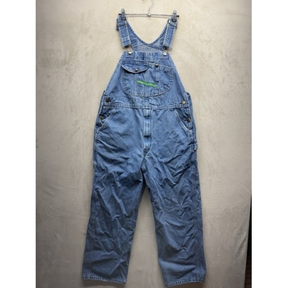 Vintage KEY Denim Bib Overalls Men 38x30 XL 90s Imperial Blue Workwear Carpenter
